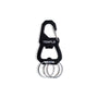 A black metal carabiner keychain tool with three silver key rings, featuring the brand name 'TEMPLE' in white on the side, set against a plain white background.
