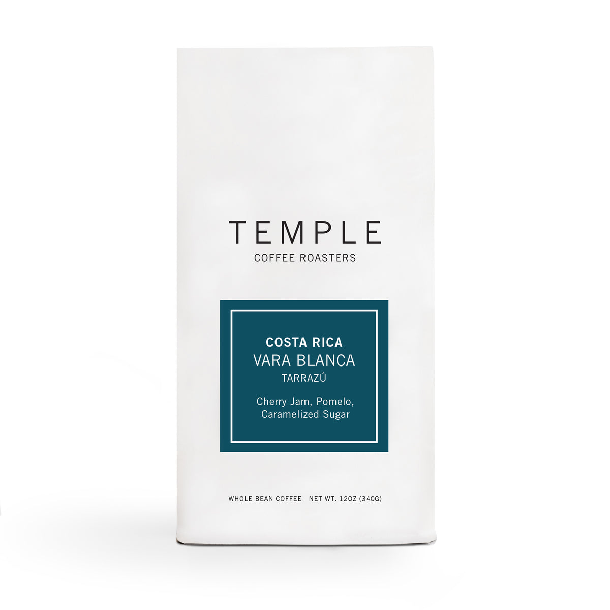 Bag of Costa Rica Vara Blanca coffee. 