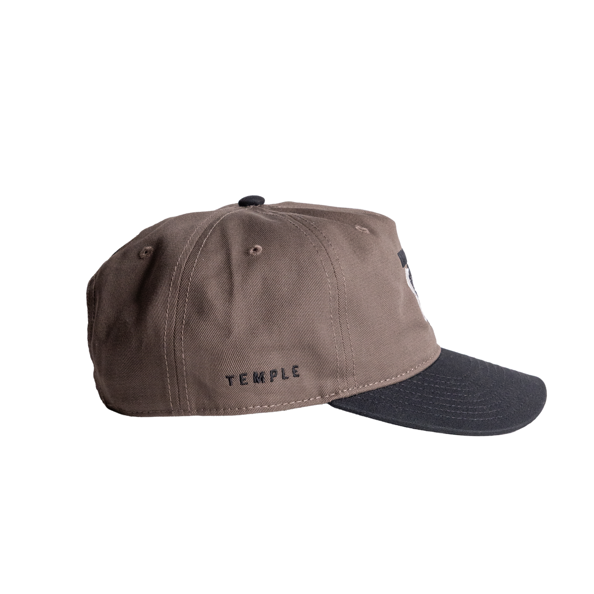 Brown cap with black visor on a white background