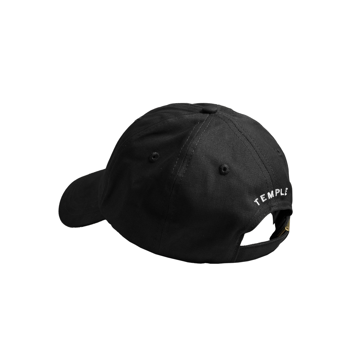 Black cap with 'TEMPLE' logo on a white background
