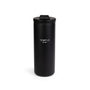 Black tumbler with 'TEMPLE' branding on a white background