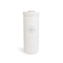 White tumbler with a logo on a white background