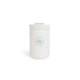 White tumbler with a logo on a white background