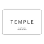 White e-gift card with 'TEMPLE' branding on a white background